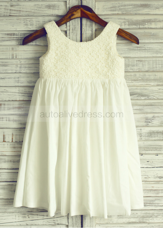 Ivory Cotton Lace Flower Girl Dress